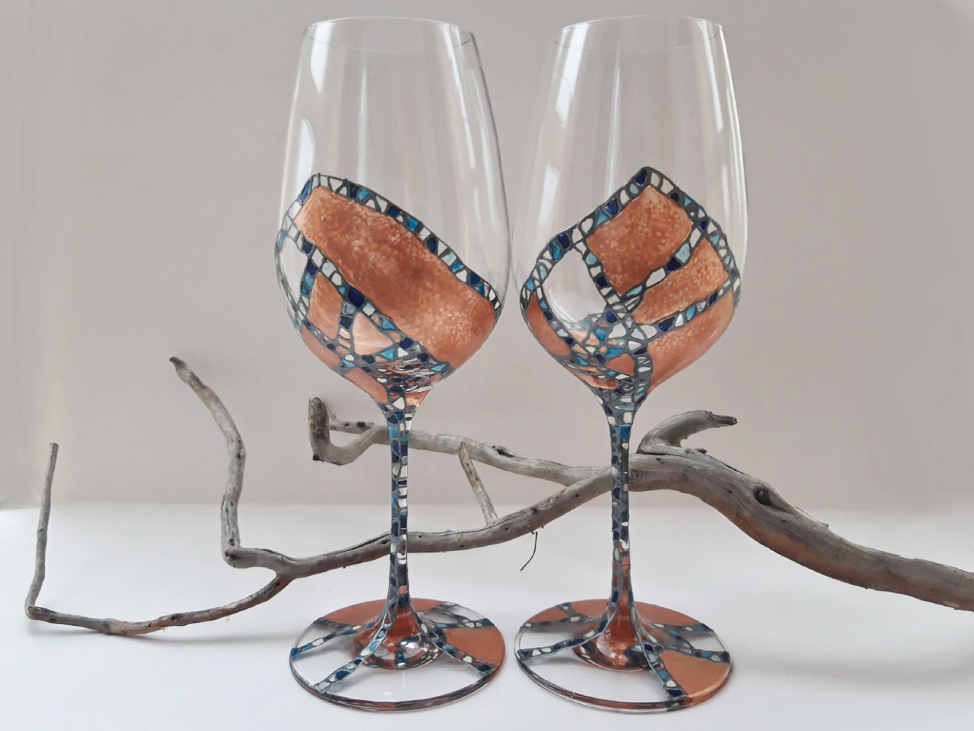 Рисувани чаши за вино - Антик