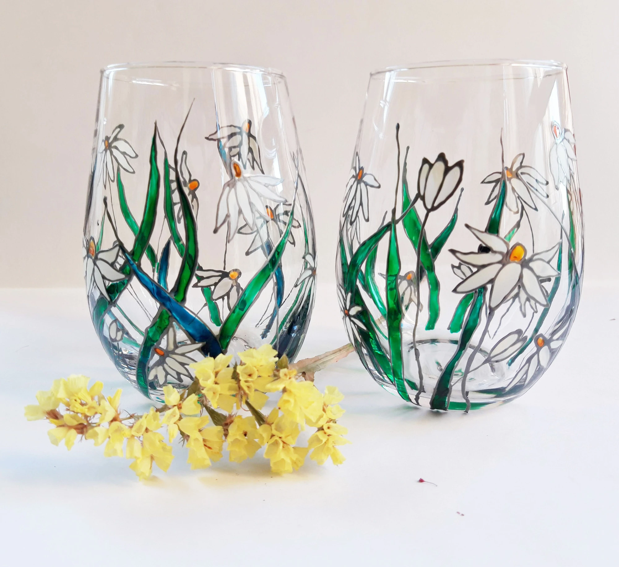 Чаши за вода и безалкохлно - Маргаритки