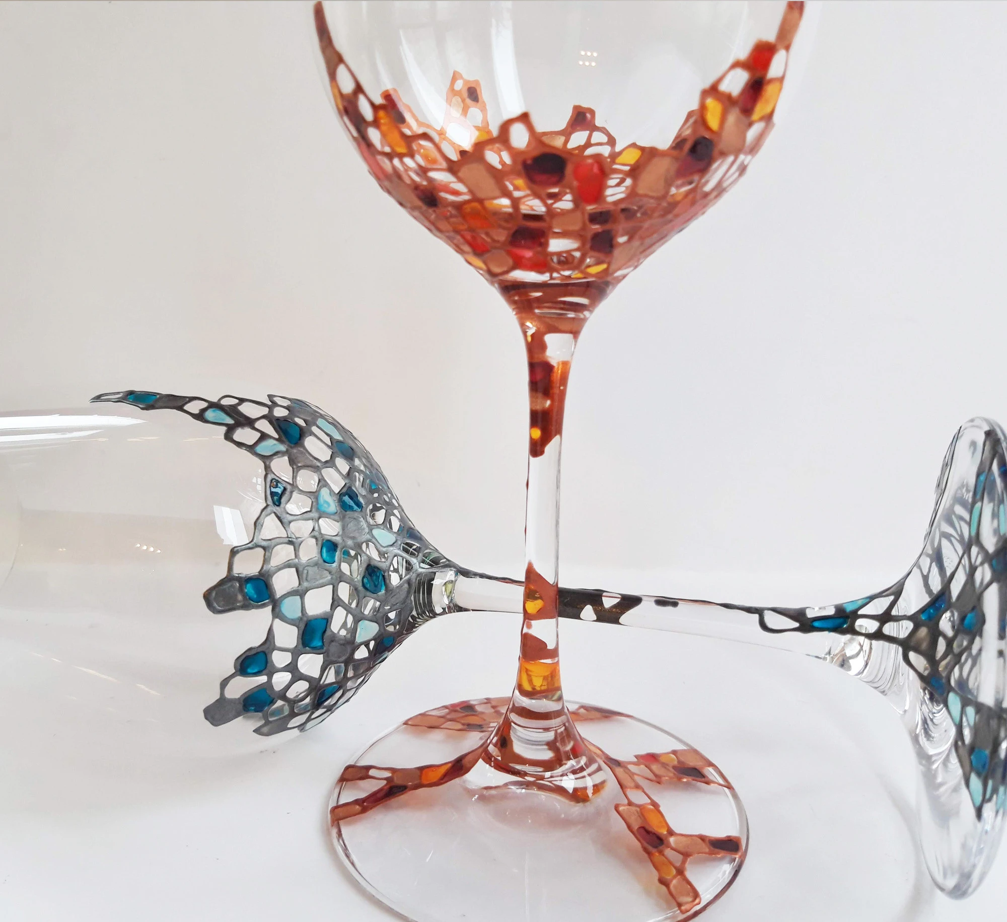 Рисувани чаши за вино - Мозайка-2