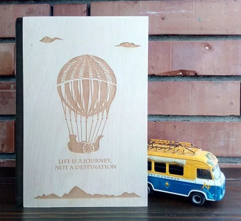 Луксозен тефтер с дървени корици -Балон