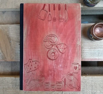 Луксозен тефтер с дървени корици - Готварска книга