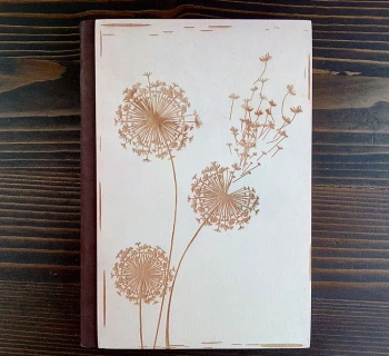 Луксозен тефтер с дървени корици - Глухарче