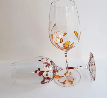 Рисувани чаши за вино - Листа