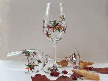 Рисувани чаши за вино - Есен